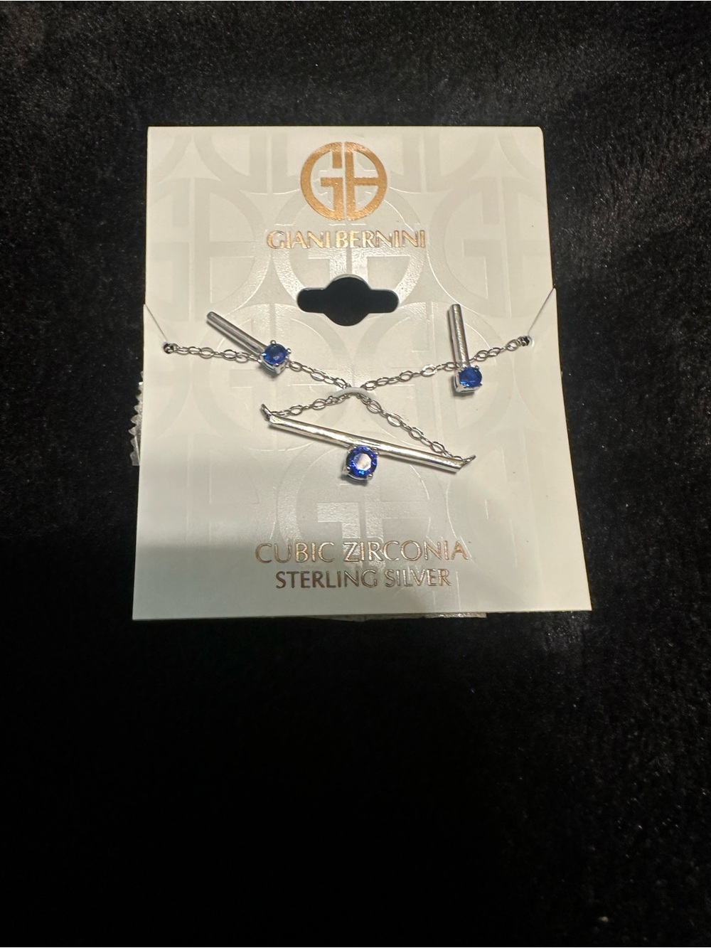 Giani Bernini Sterling Silver Necklace with Blue Cubic Zirconia Accents